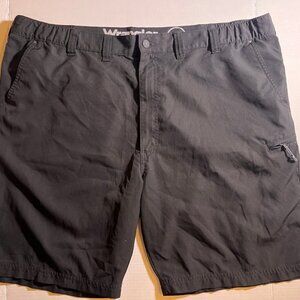 Wrangler Men 42 Black Outdoor Cargo Shorts Hiking Blk Elastic‎ Waist Pockets (K)